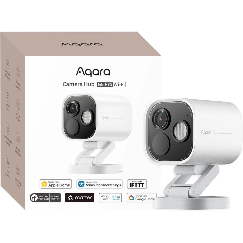 Aqara Cámara Hub G5 Pro 4MP WiFi de alta calidad con visión nocturna a color, soporte HomeKit Video Seguro, detección AI y Zigbee