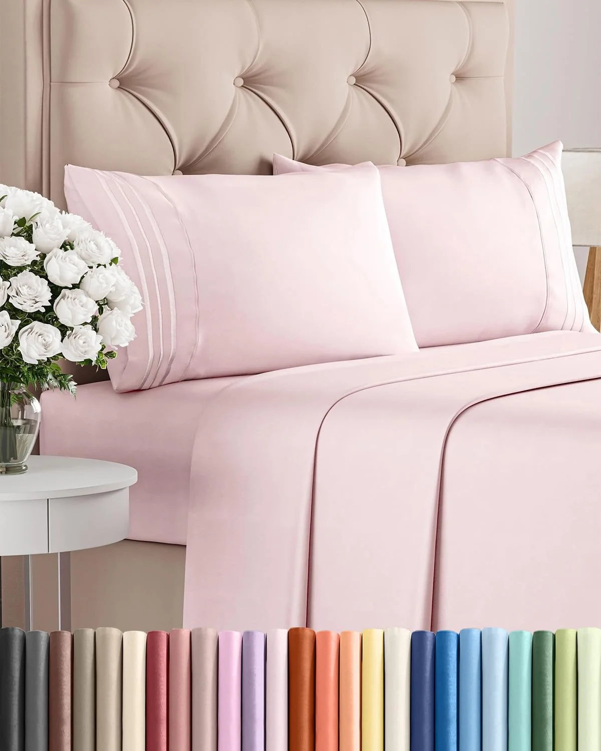 Juego de sábanas King 4 piezas Cgk unlimited microfibra rosa lavanda