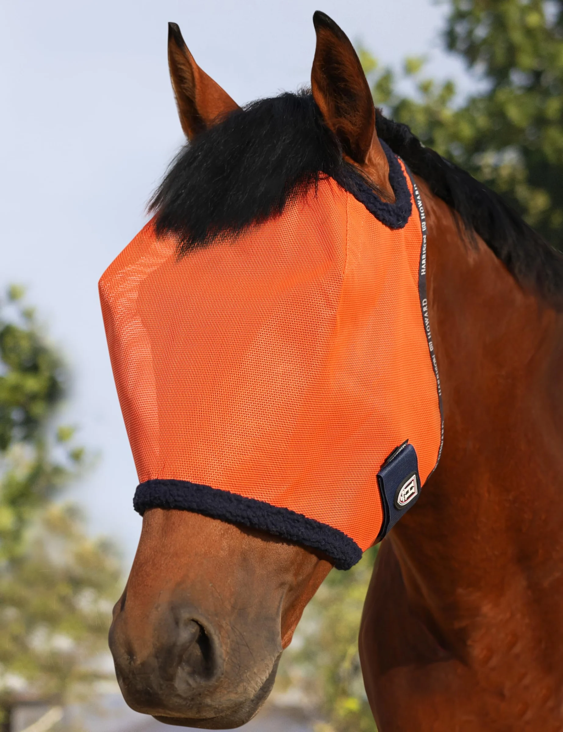 Cabestro para caballo Harrison Howard malla protección UV borde fleece talla L naranja