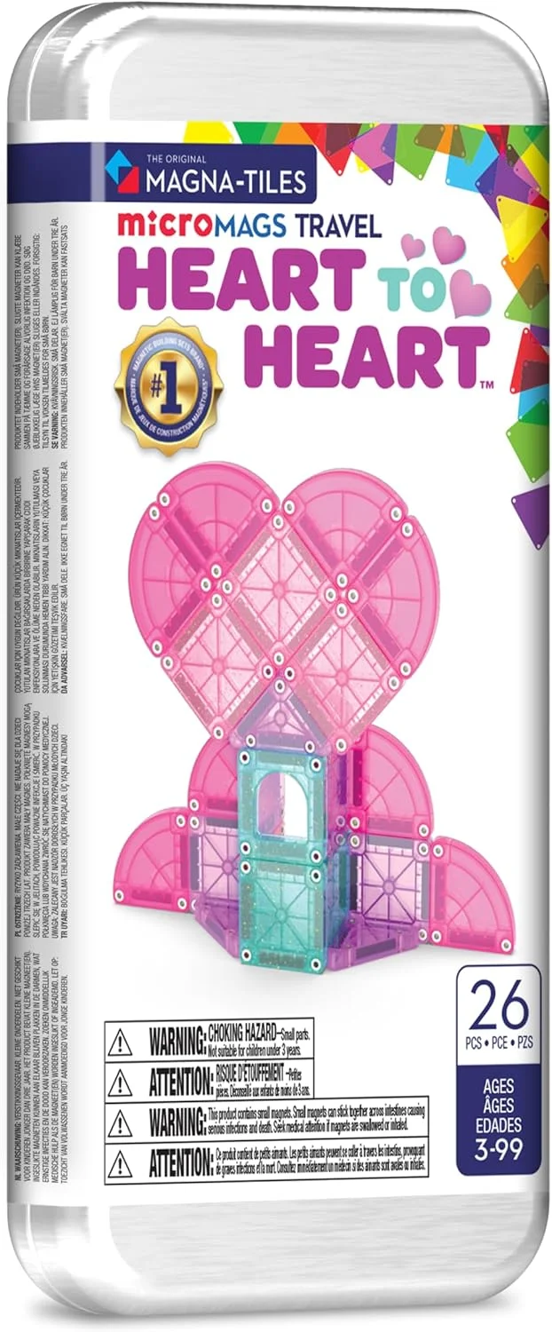 Bloques magnéticos MAGNA-TILES microMAGS Heart to Heart Travel Set 26 piezas