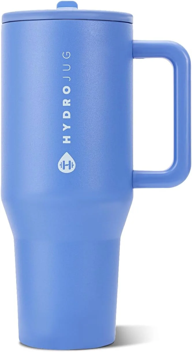 Vaso Tumbler HydroJug Traveler 32oz Azul Claro con Asa y Popote