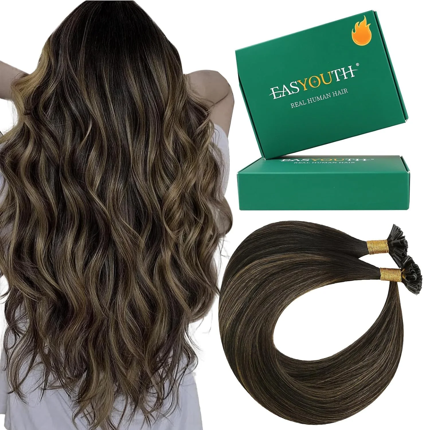 Extensiones de cabello U Tip Easyouth cabello humano 14 pulgadas 50g