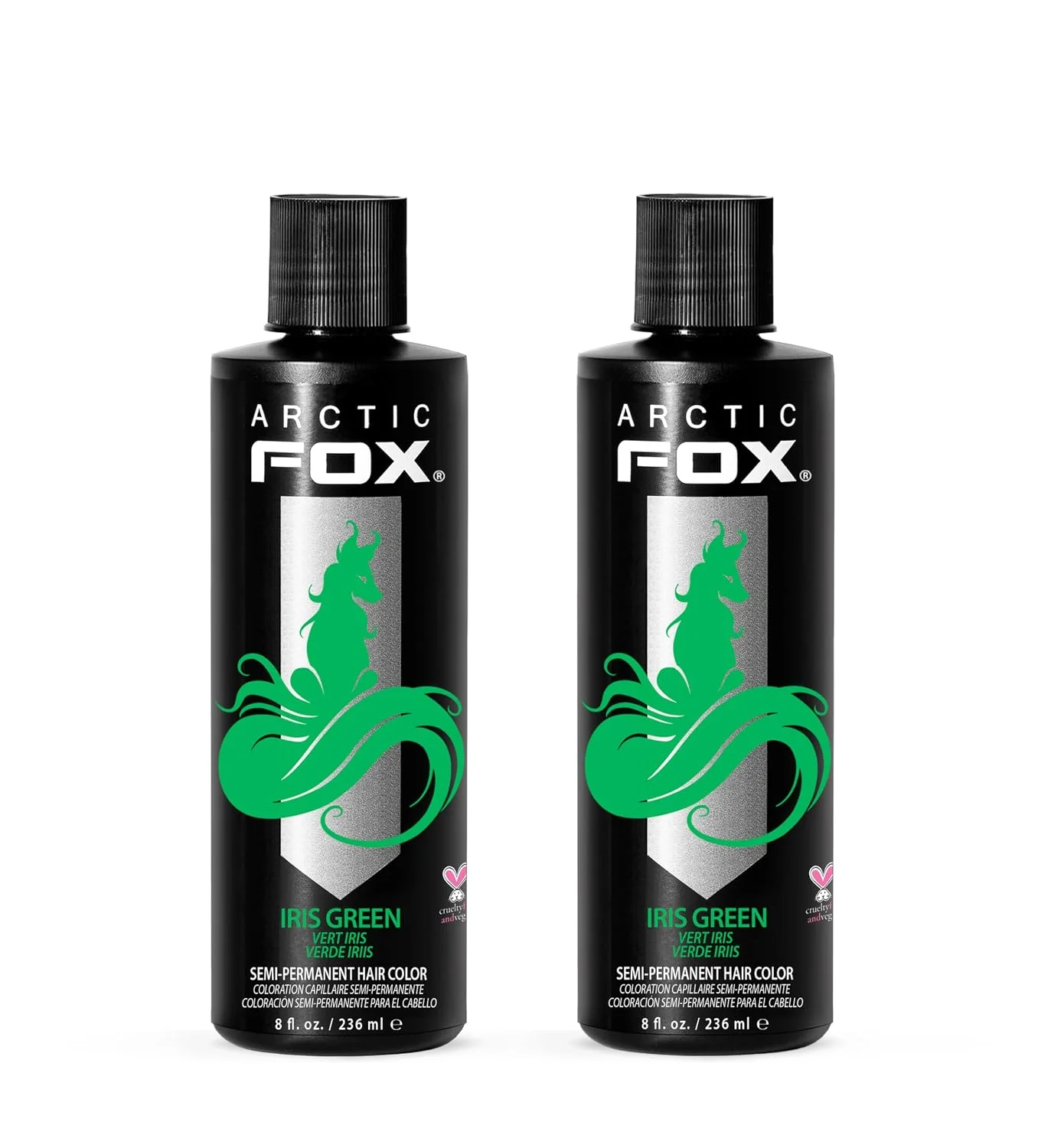 ARCTIC FOX Semi-Permanent Hair Dye Iris Green - Vegan Ammonia Free - 2x8 oz