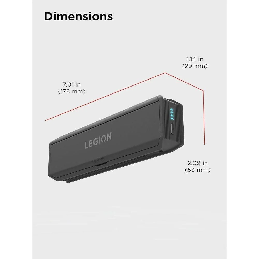 Banco De Energía Portátil Lenovo Legion Go 65W Con Cable USB-C, Fijación Magnética, Soporte Y Protección De Sobrecarga