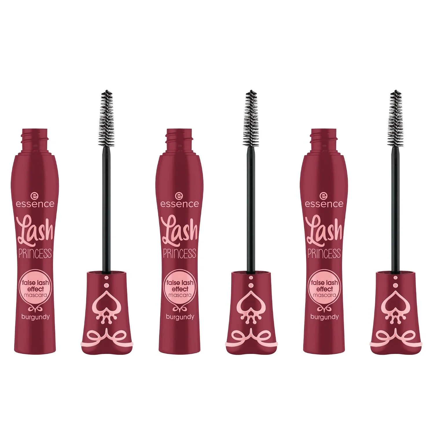 Máscara de Pestañas Essence Lash Princess Efecto Pestañas Postizas Burdeo Pack de 3