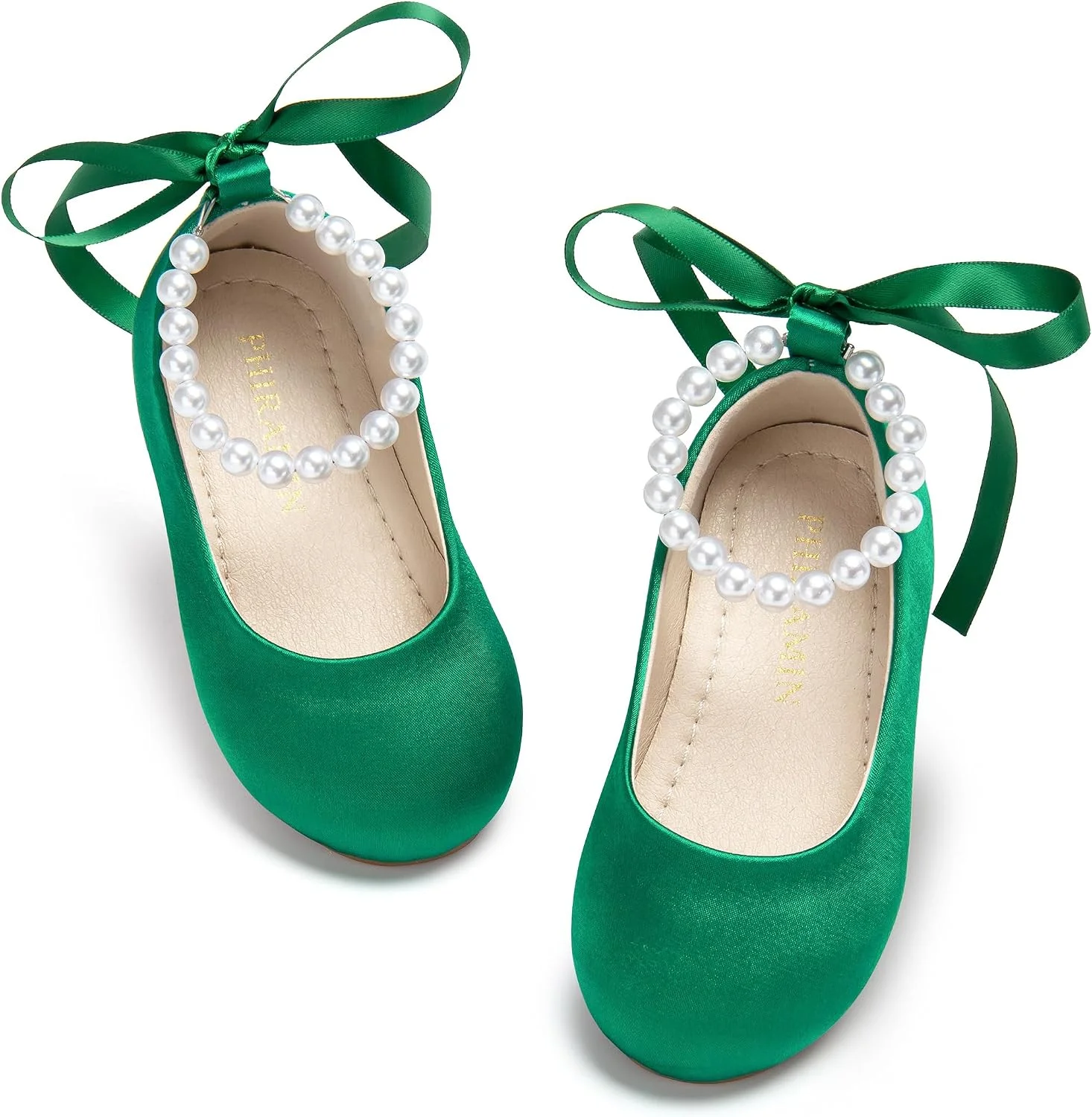 Zapato Phiramin Flower Girl Ballet Flat con Correa Perla para Niña