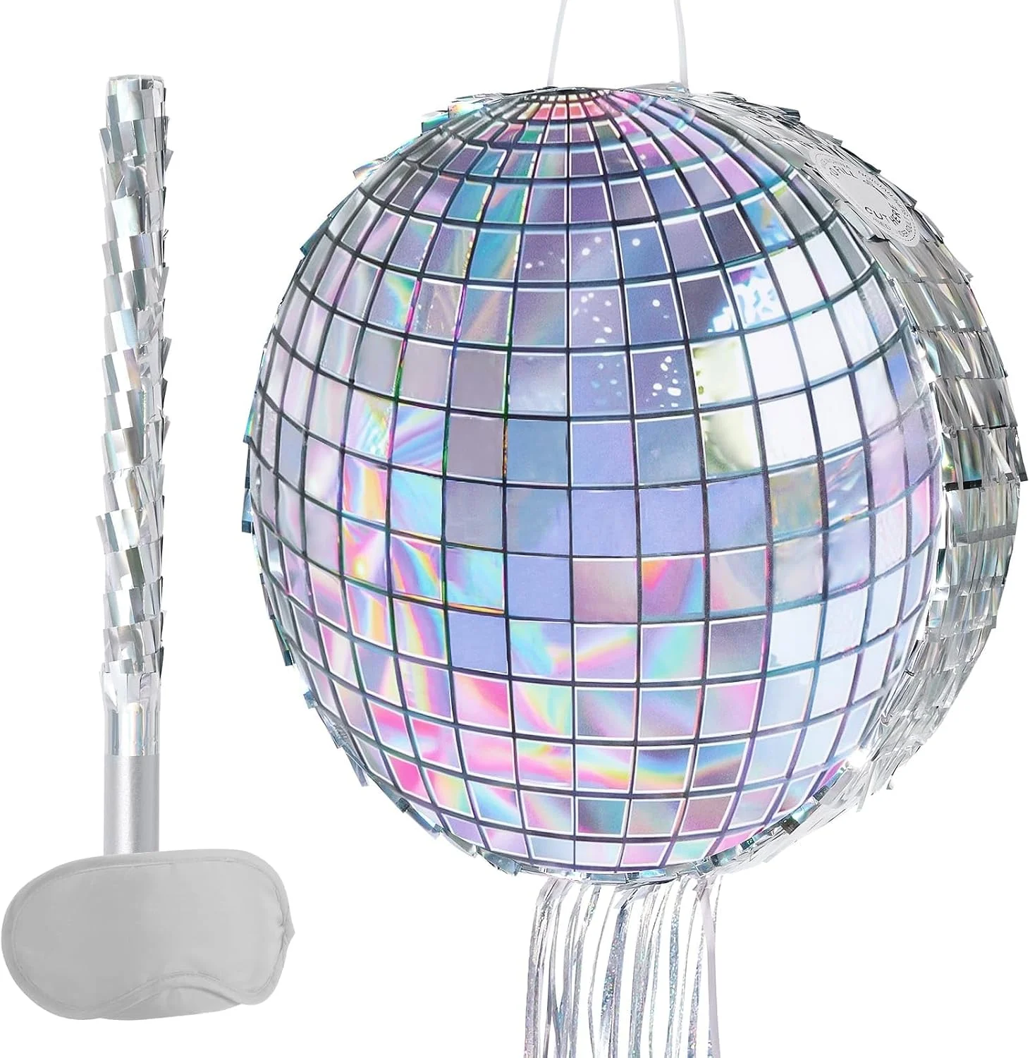 Piñata Bola de Disco Plateada WERNNSAI