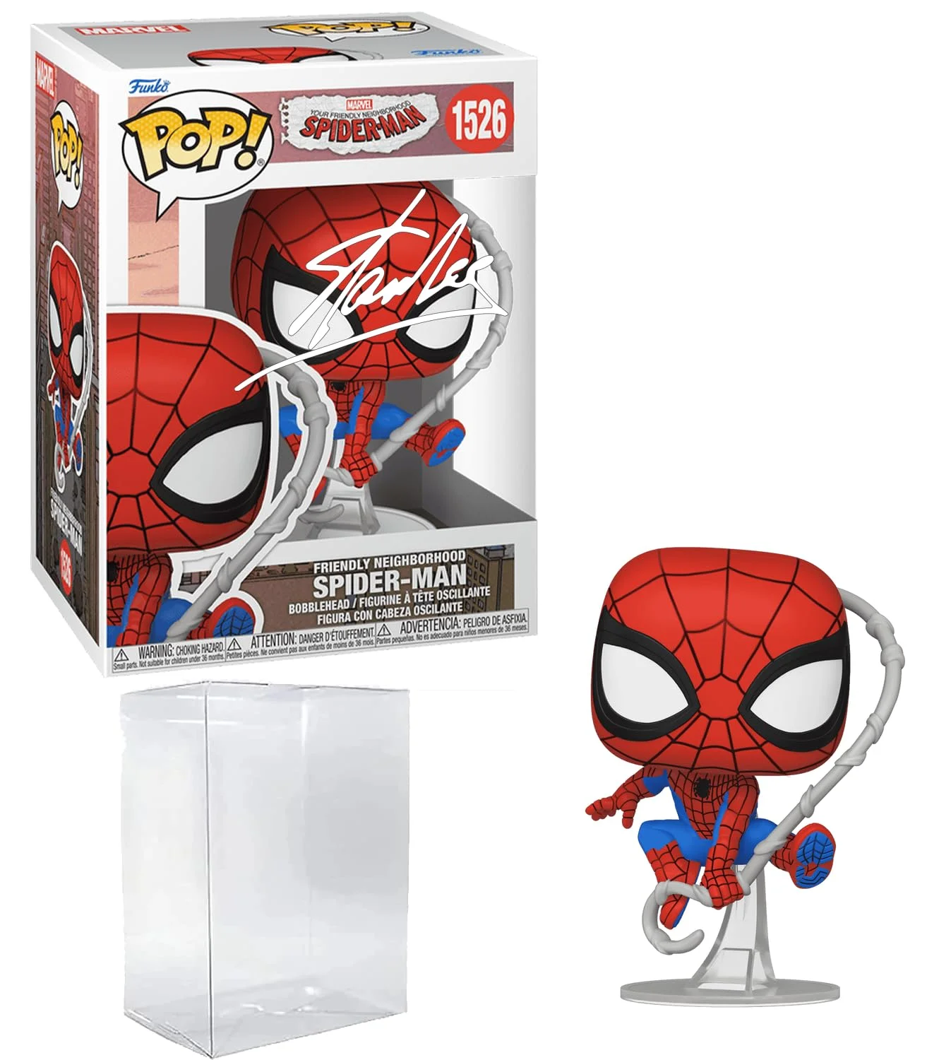 Funko Pop! Marvel Spider-Man Stan Lee Firmado (Reimpresion) con Estuche Protector