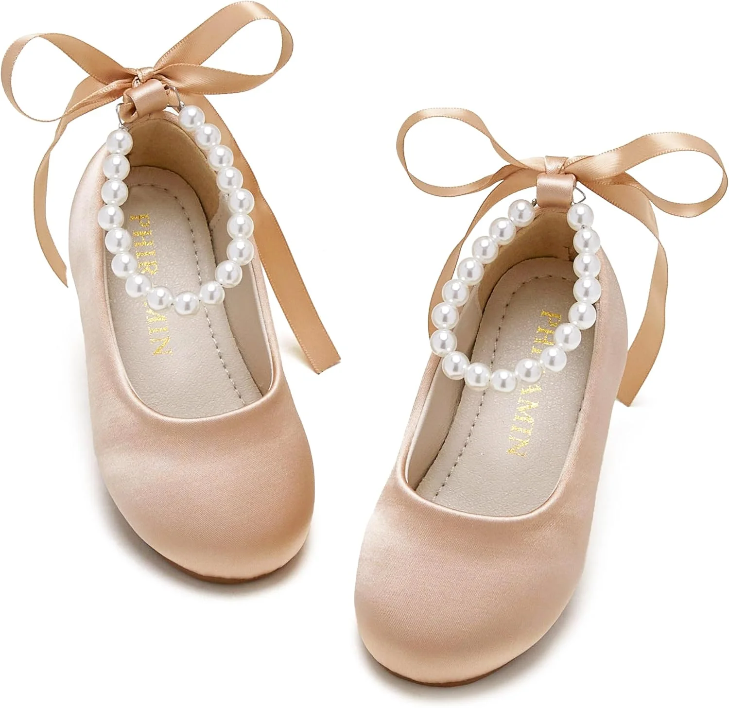Zapato Phiramin Flower Girl Ballet Flat con Correa Perla para Niña