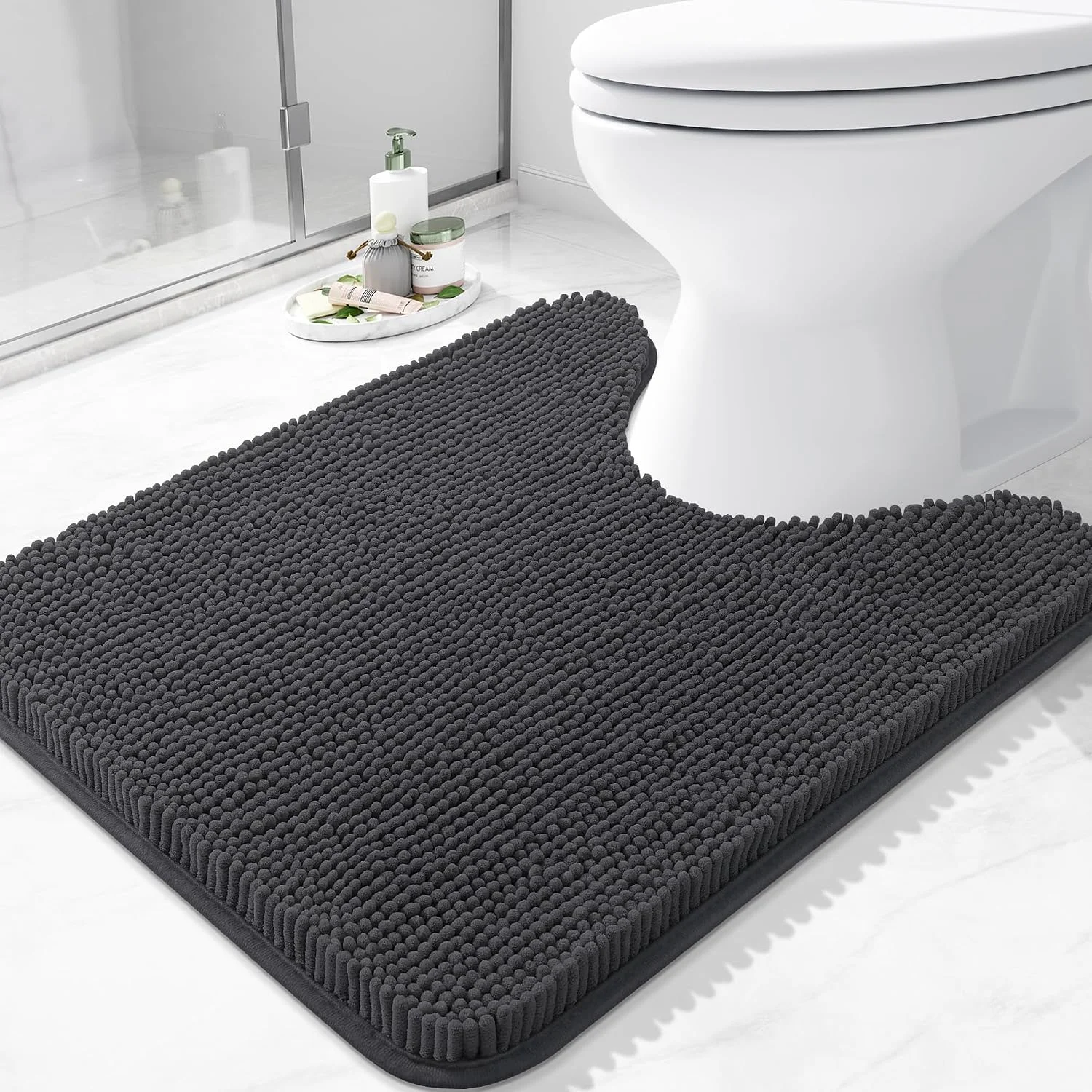 Bajada de baño Arotive chenille U 24x20 gris oscuro