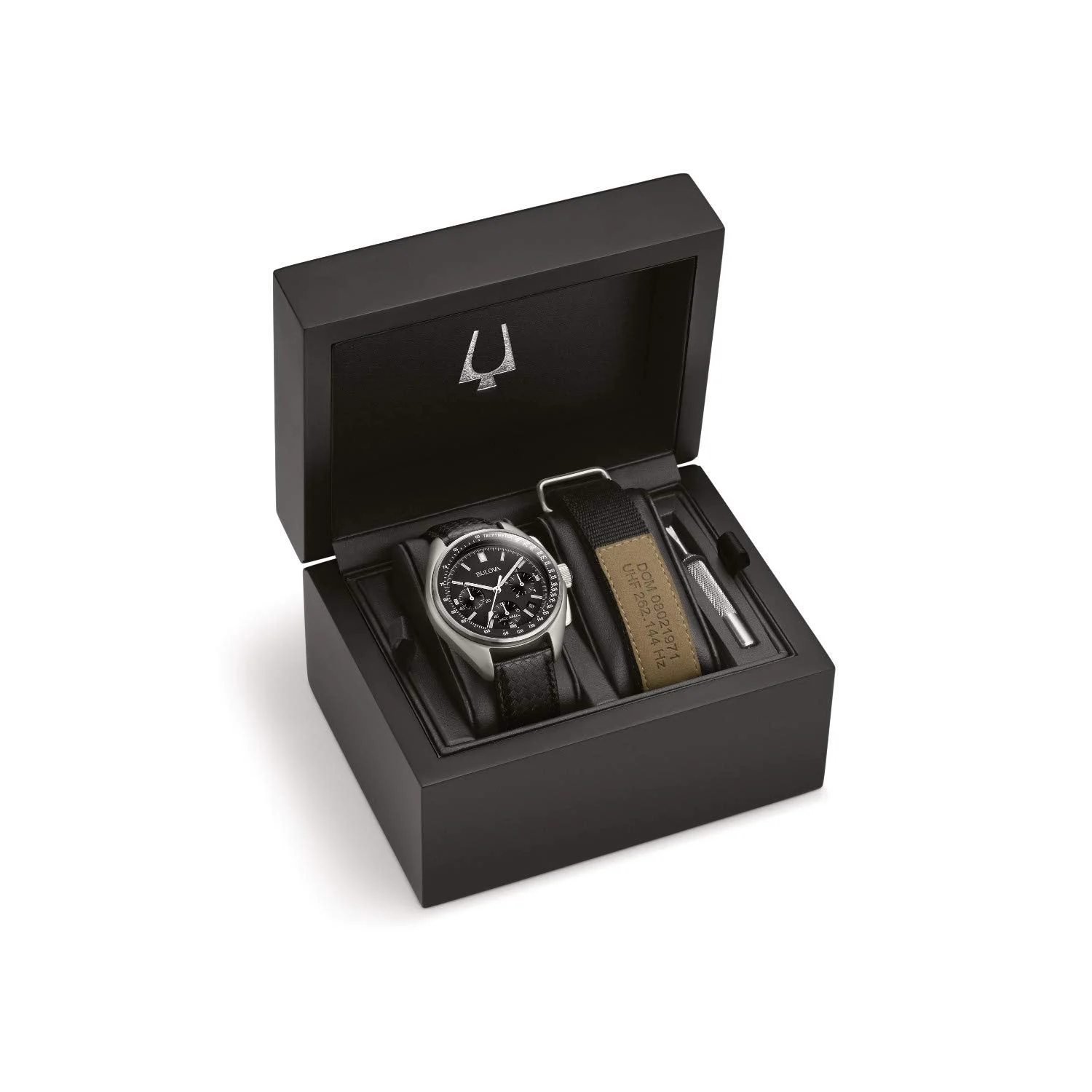 Bulova Archive Lunar Pilot Cronógrafo Set con Correa de Nylon 96B251