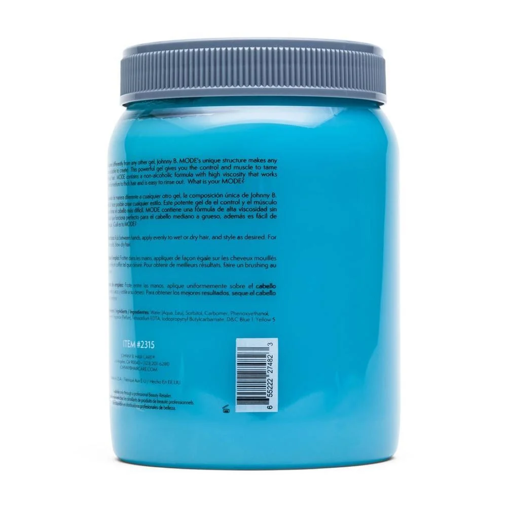 Gel de peinado profesional Johnny B. Mode, fijación sin alcohol y fórmula sin escamas para cabello grueso