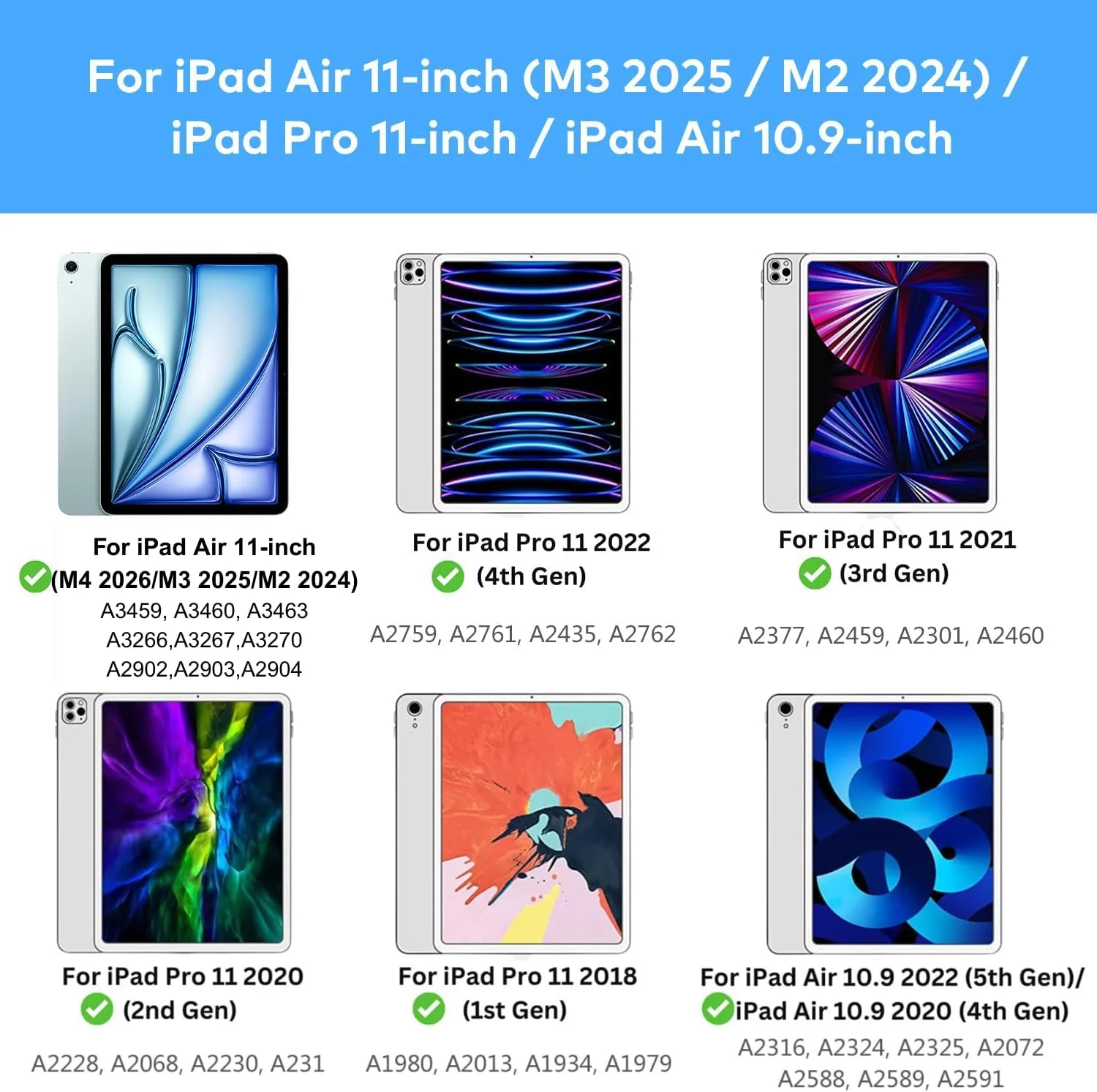 Funda con Teclado runelk para iPad Air 11" (M4/M3/M2) y Pro 11" - Blanco