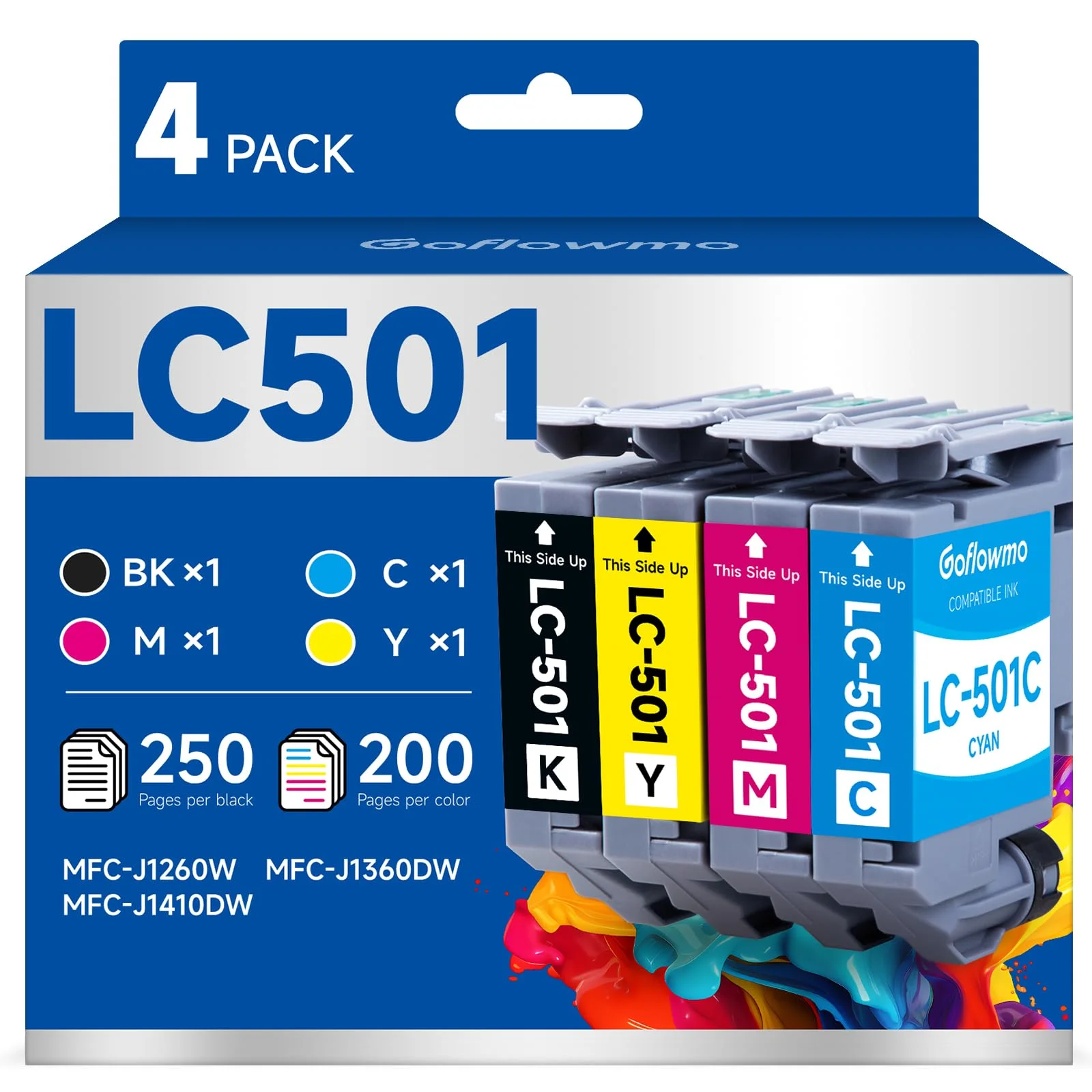 Cartuchos de tinta LC501 compatibles con impresora Brother MFC-J1360DW J1410DW pack 4 colores