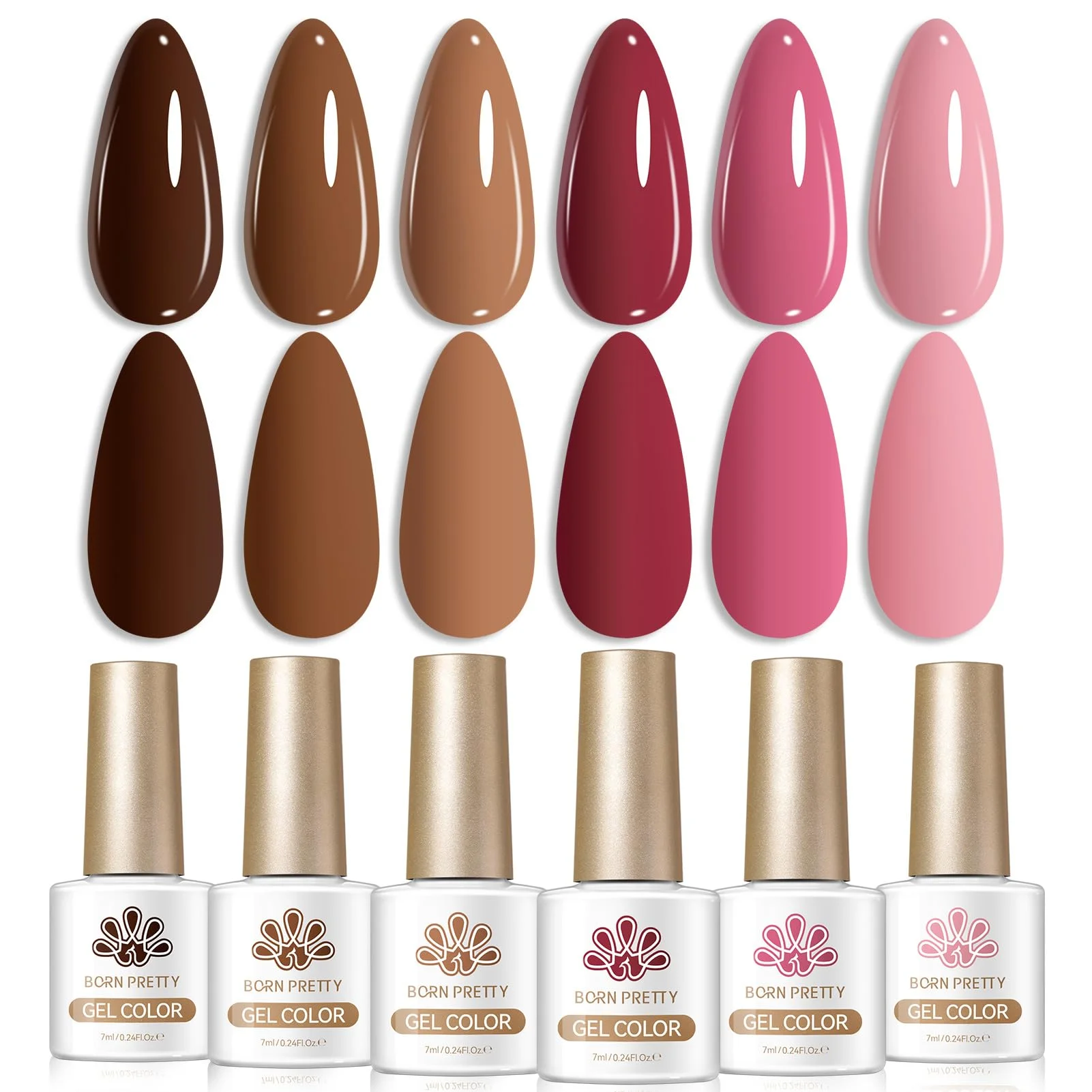 Esmalte de Gel Born Pretty Set 6 Colores Otoño Chocolate Caramelo Burdeo