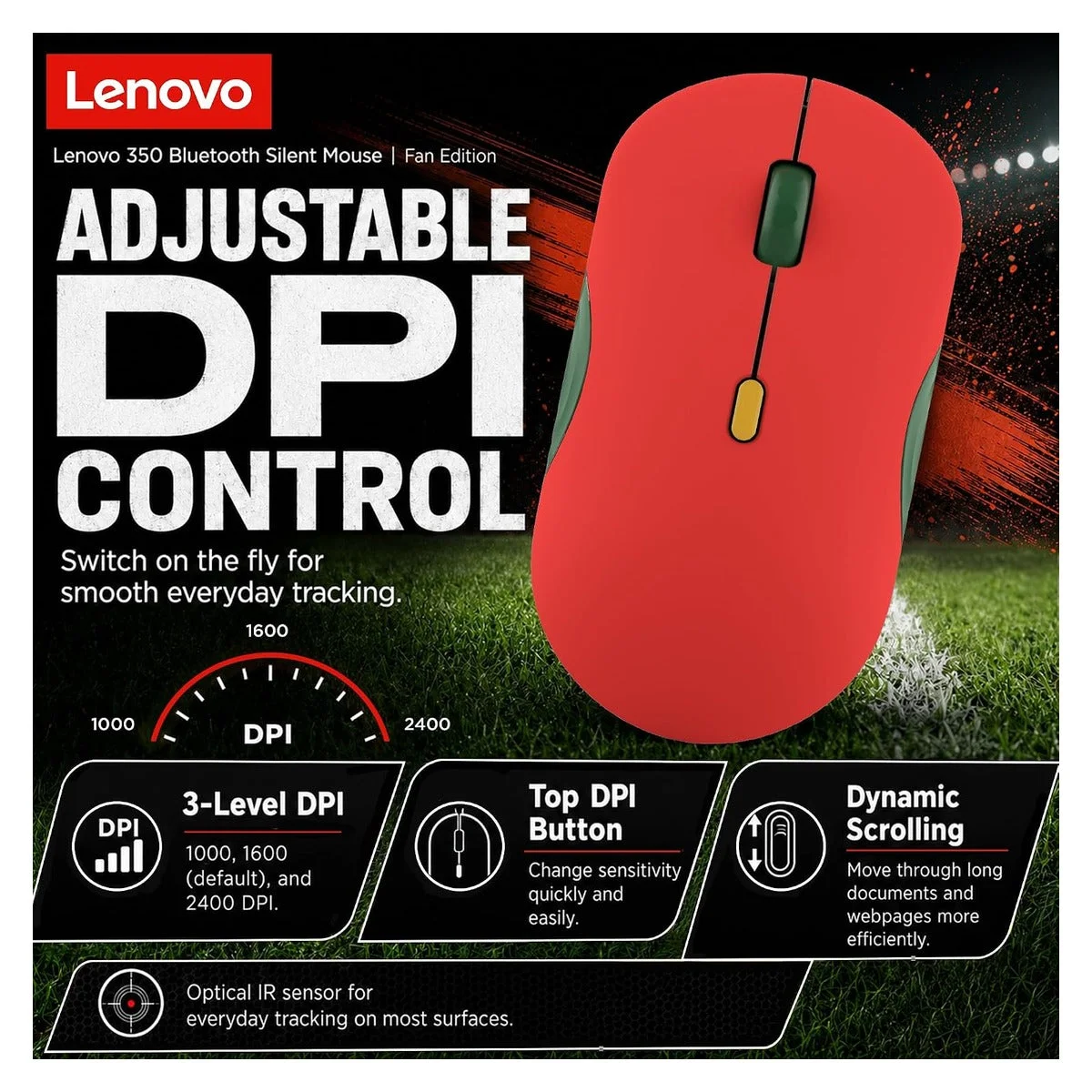 Lenovo Ratón Silencioso Bluetooth 350 - Portugal Flag