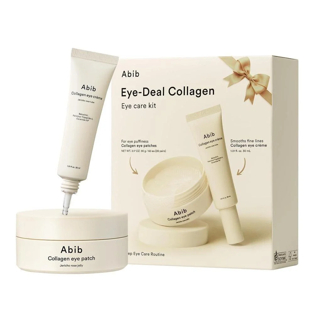 Abib Eye-Deal: Kit De Cuidado De Ojos Con Parches Y Crema Vegana, Reduce Hinchazón Y Ojeras