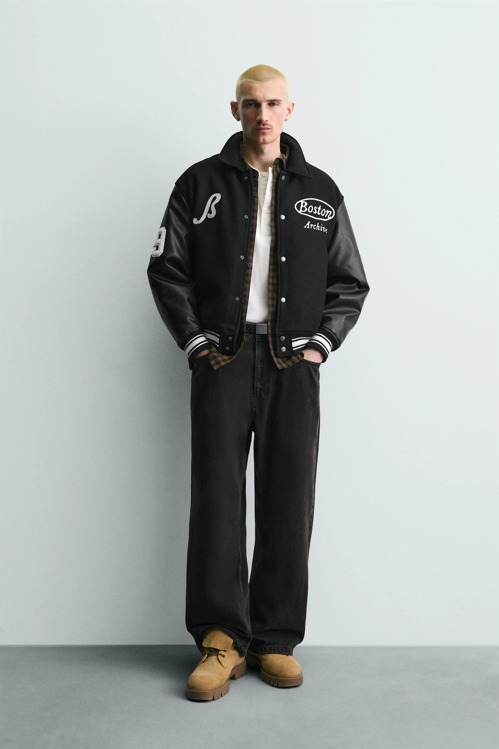 Cazadora Bomber Combinado Bordados Zara