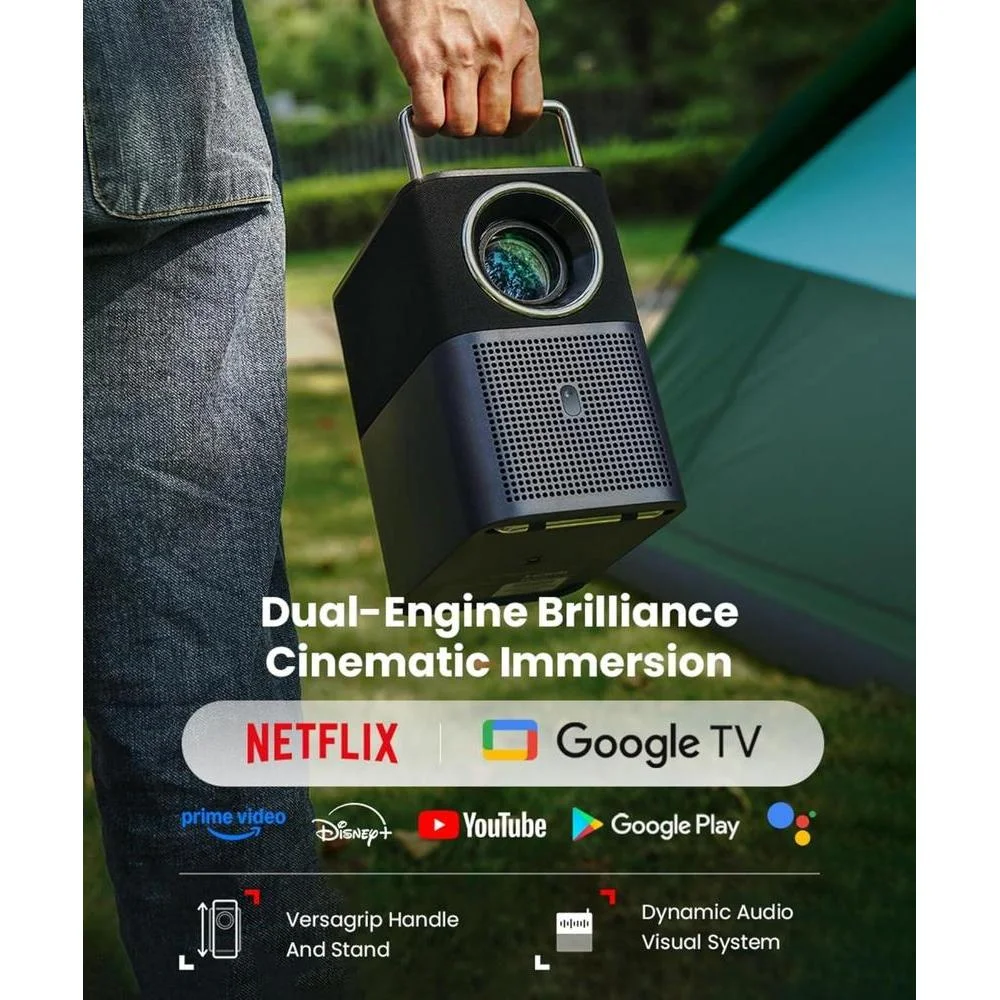 Proyector TCL A1s con 4K, Google TV, Netflix licenciado, WiFi, Bluetooth, Dolby Audio, para cine en casa portátil