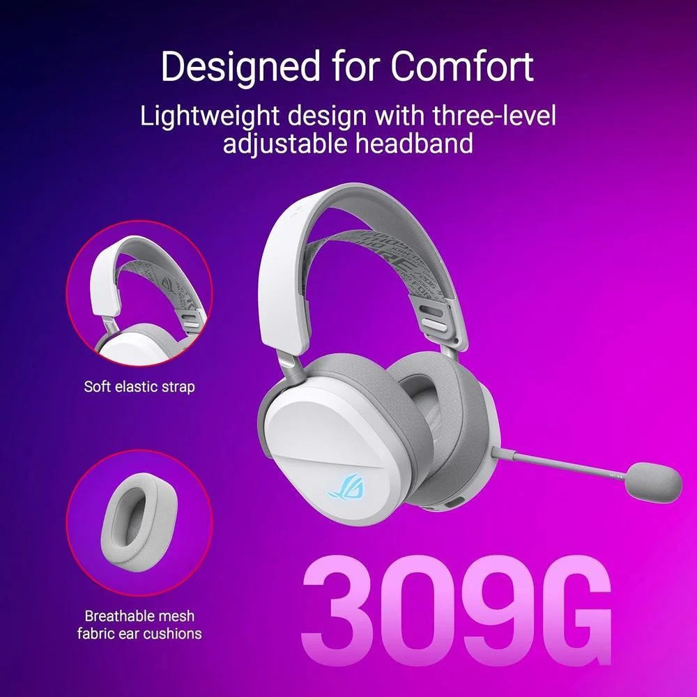 ASUS ROG Pelta Auriculares inalámbricos para juegos con micrófono desmontable, trimodo, batería de larga duración