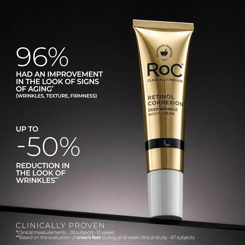 RoC Retinol Correxion Crema De Noche Antienvejecimiento 0.5% Con Manteca De Karité Y Ácido Glicólico 15ml