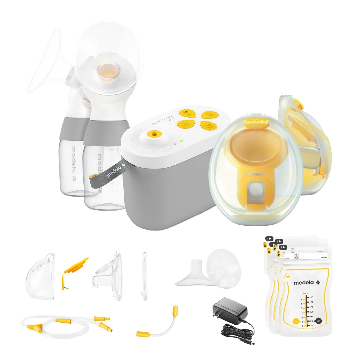 Medela Pump in Style Pro+ Extractor de Leche Eléctrico Manos Libres con Biberones