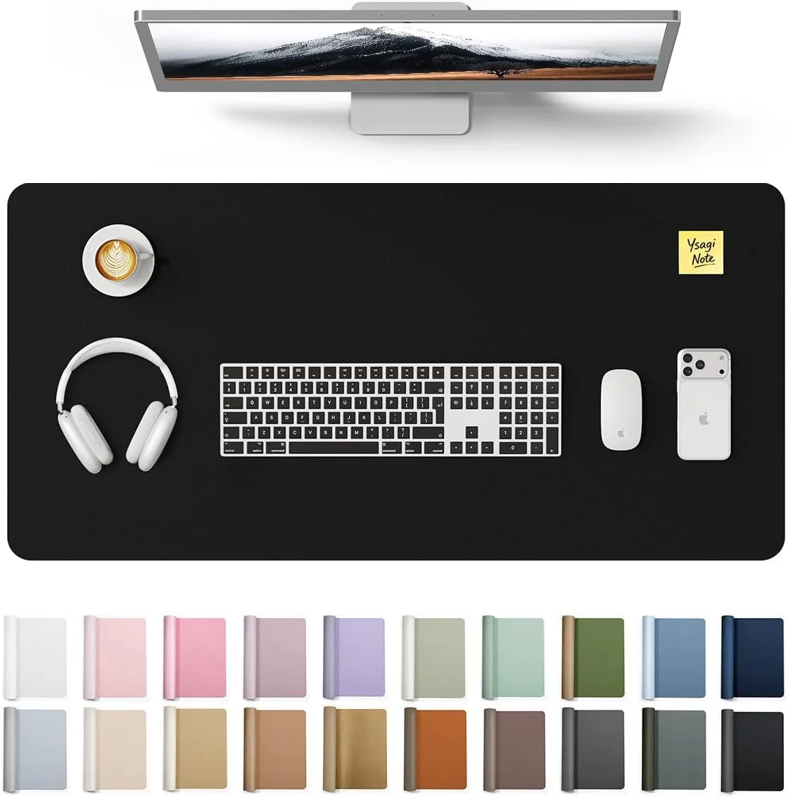 Mouse pad Ysagi Large Extended PU Leather Desk Pad 35.4"x17" Negro