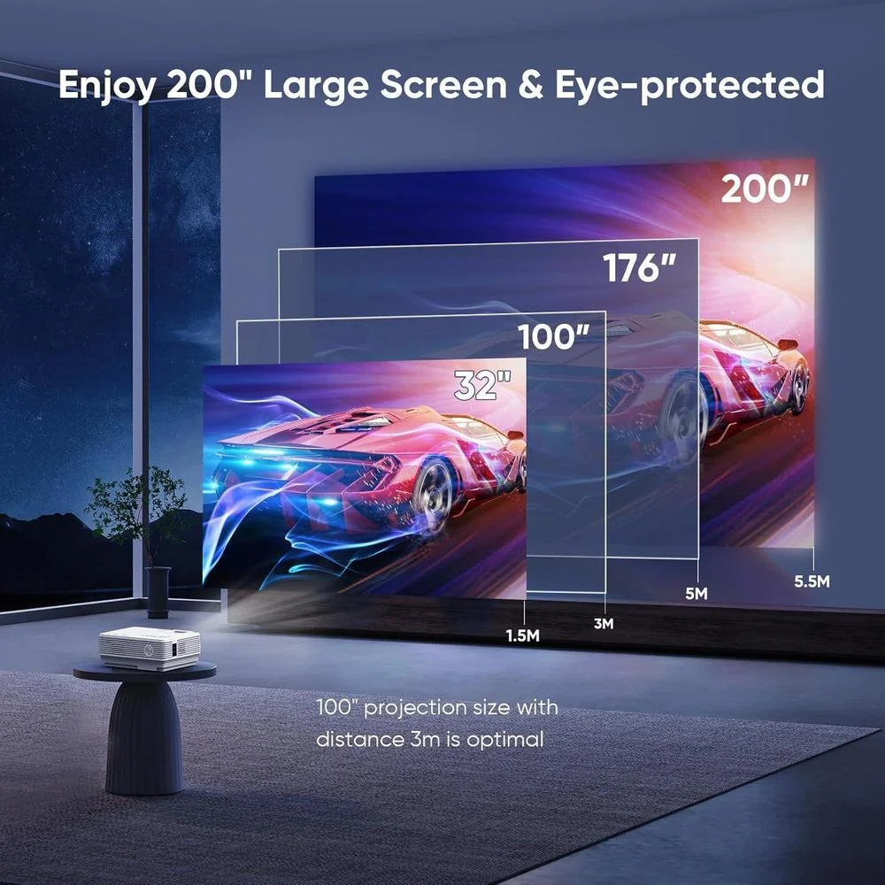Proyector WiFi y Bluetooth actualizado para exterior, mini proyector de cine en casa compatible con smartphone por WiFi/USB