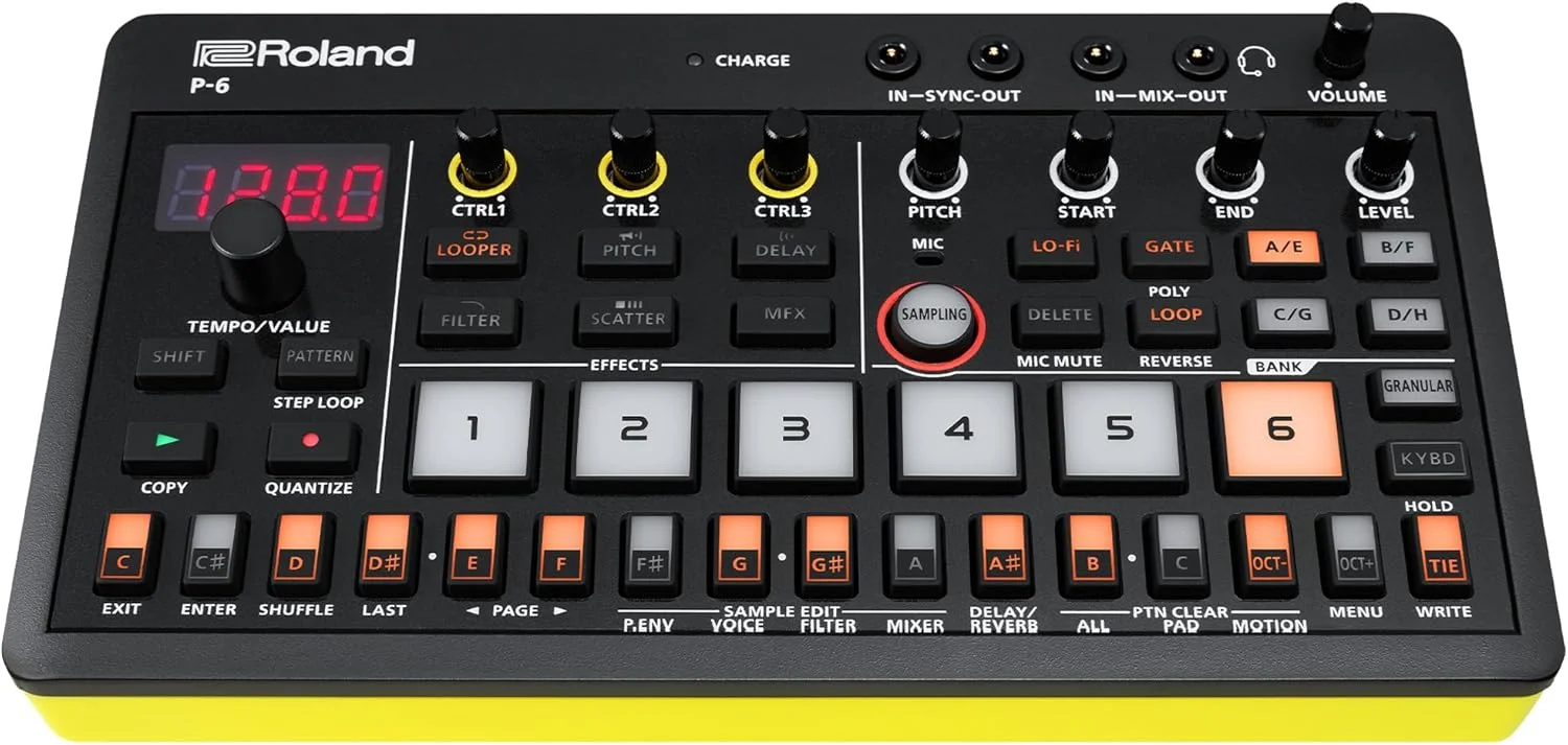 Roland AIRA Compact P-6 Creative Sampler | Granular Sound Design | Powerful Sequencer | Onboard Keyboard | Custom Loops