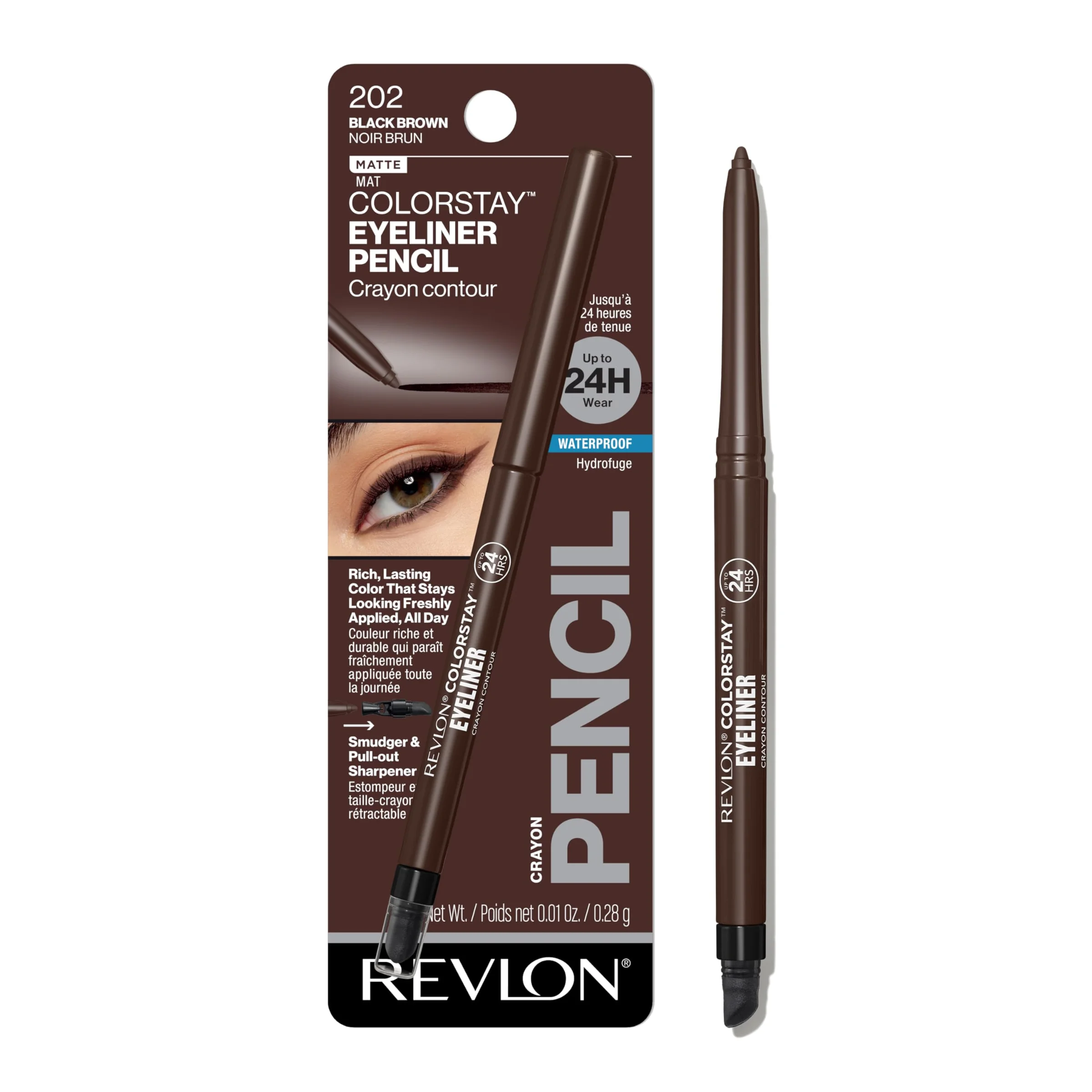 Lápiz delineador de ojos Revlon ColorStay Waterproof 202 Black Brown
