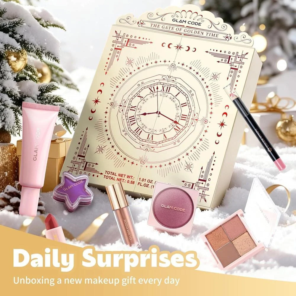 Glam Code Calendario de Adviento de Maquillaje 2025 con 24 sorpresas, set de regalo para mujeres y adolescentes