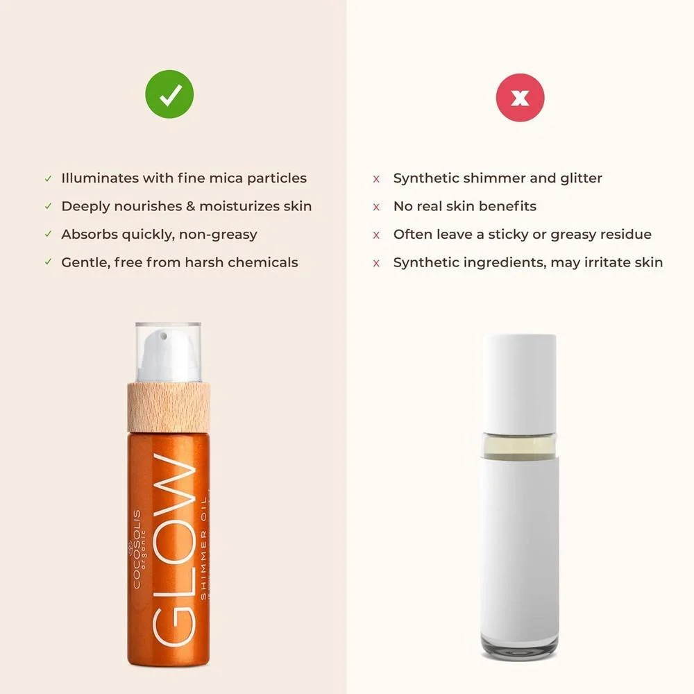 COCOSOLIS GLOW Aceite Iluminador | Aceite Seco Natural Iluminador con Partículas Brillantes | Deja la Piel Radiante e Intensifica un Bronceado Dorado | Sensación Lujosa | 110ml