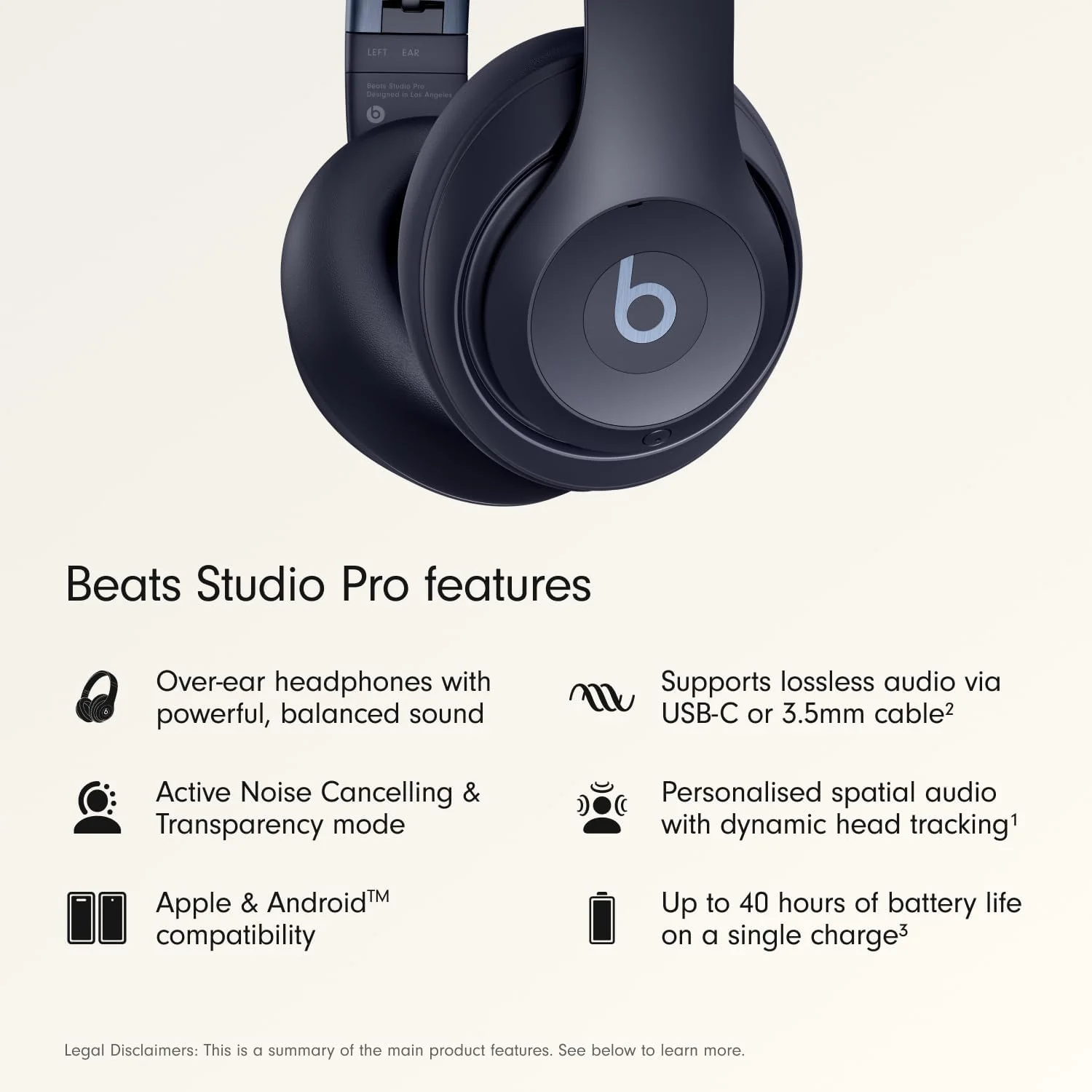 Beats Studio Pro - Marino — Audífonos over-ear premium con ANC, hasta 40h