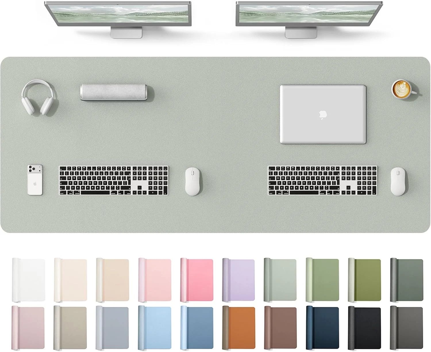 Mouse pad YSAGi Leather Desk Protector grande 160 x 61 cm verde grisáceo