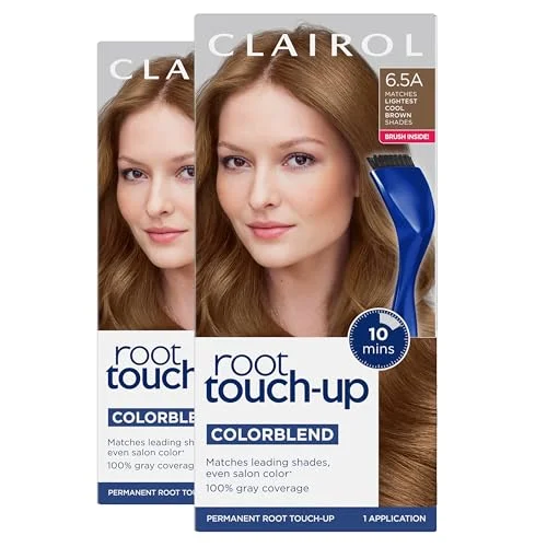 Clairol Root Touch Up Permanent Hair Dye, 6.5A Lightest Cool Brown, 2 Pk