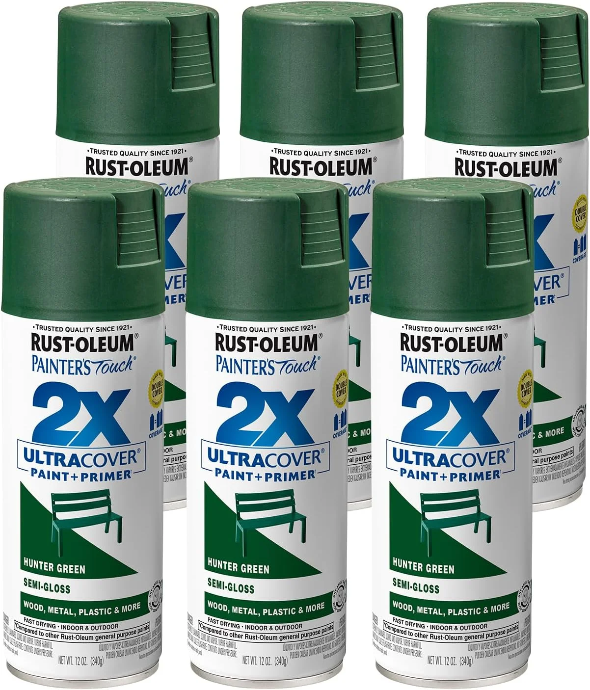 Pintura en spray Rust-Oleum Painter's Touch 2X multiuso acabado semi brillo verde cazador