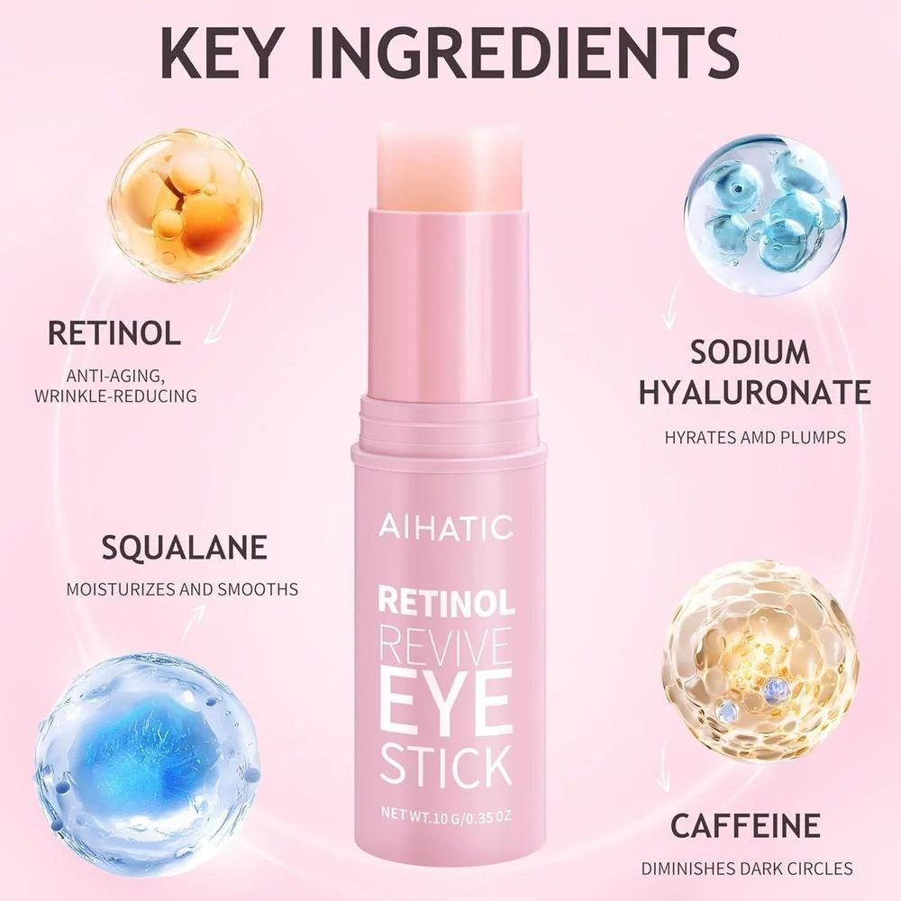 Bálsamo en Barra para Ojos con Retinol y Cafeína, Tratamiento para Piel Sensible 10g