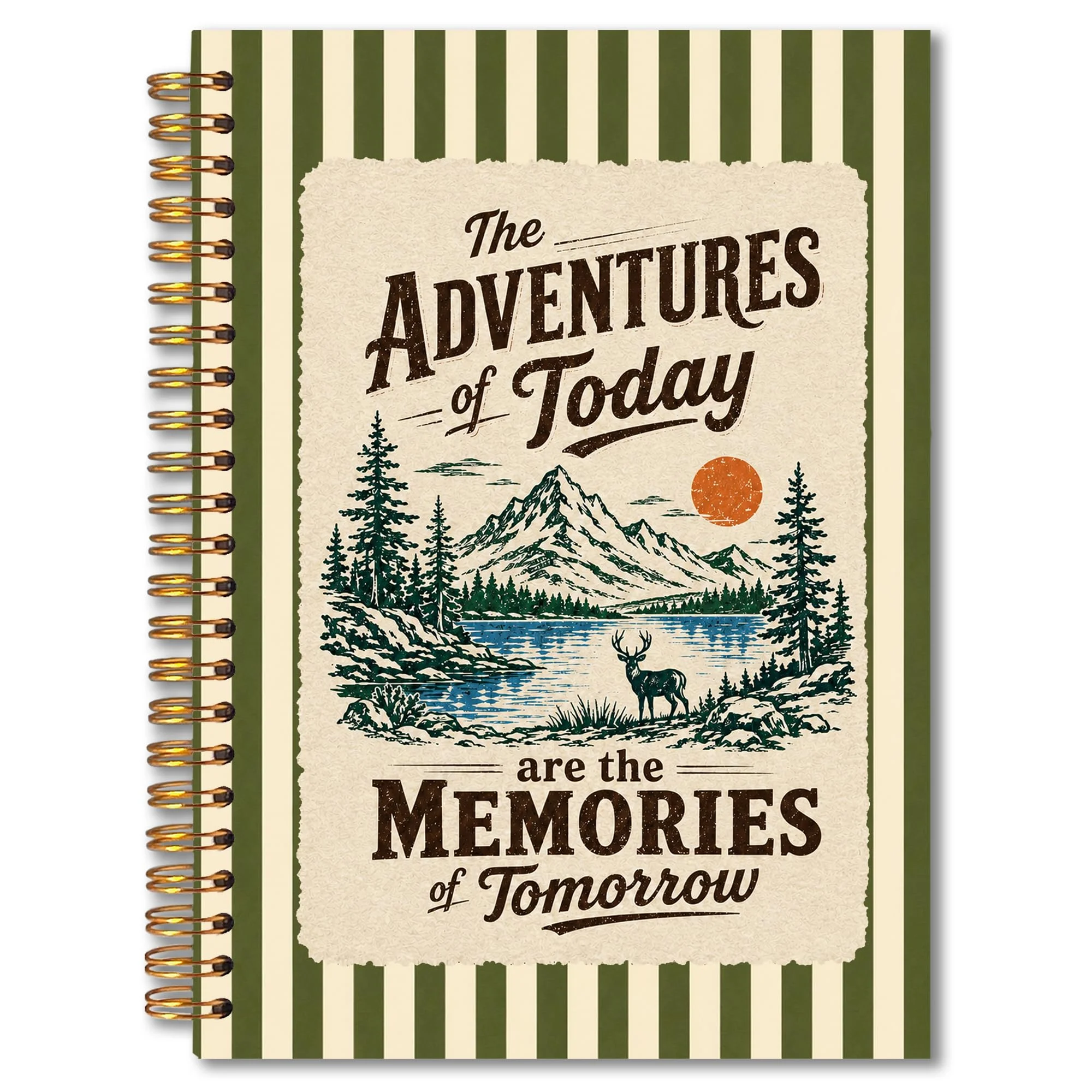 Cuaderno espiral Mkijuhb Retro Camping 5.5x8.3 pulgadas tapa dura