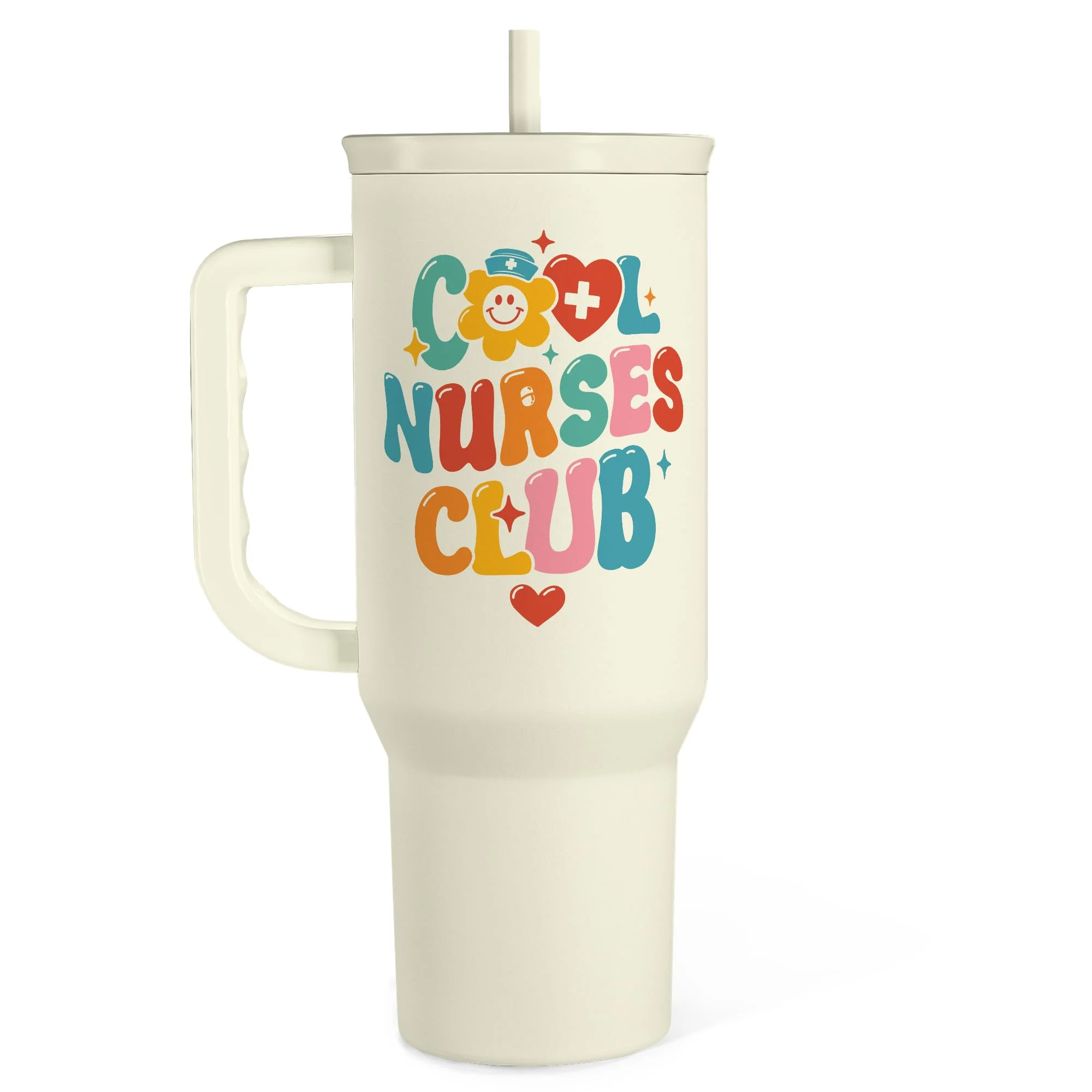 Vaso térmico Sandjest Nurse Tumbler 40oz con asa y popote