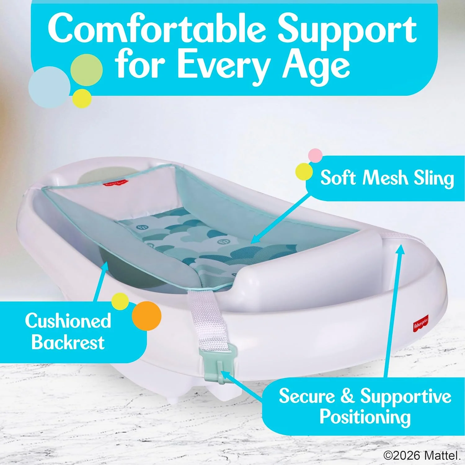 Fisher-Price 3 en 1 Grow with Baby Bañera para Bebé con Hamaca de Soporte