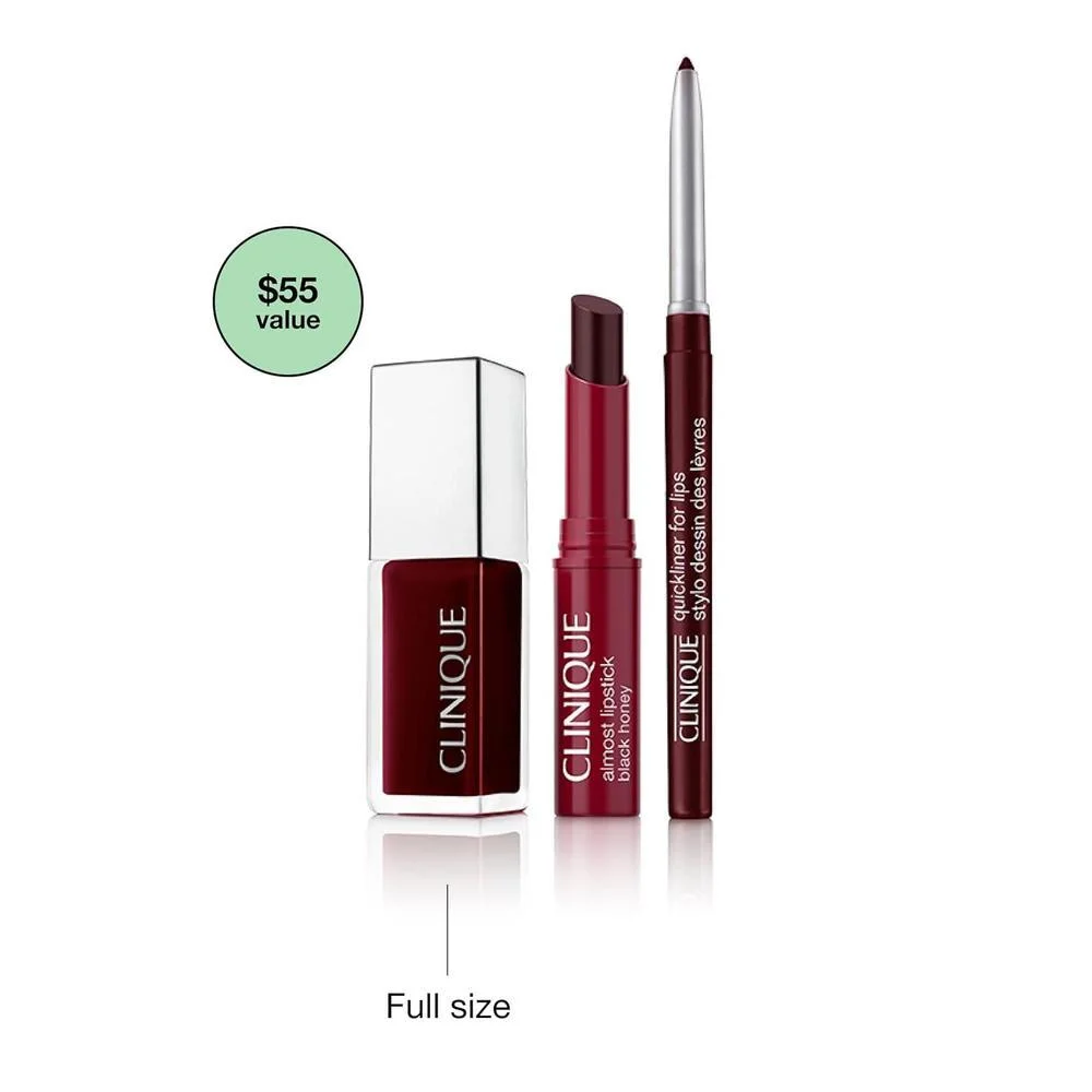 Clinique Almost Lipstick Black Honey: Set De Maquillaje Con Lápiz, Aceite Y Delineador