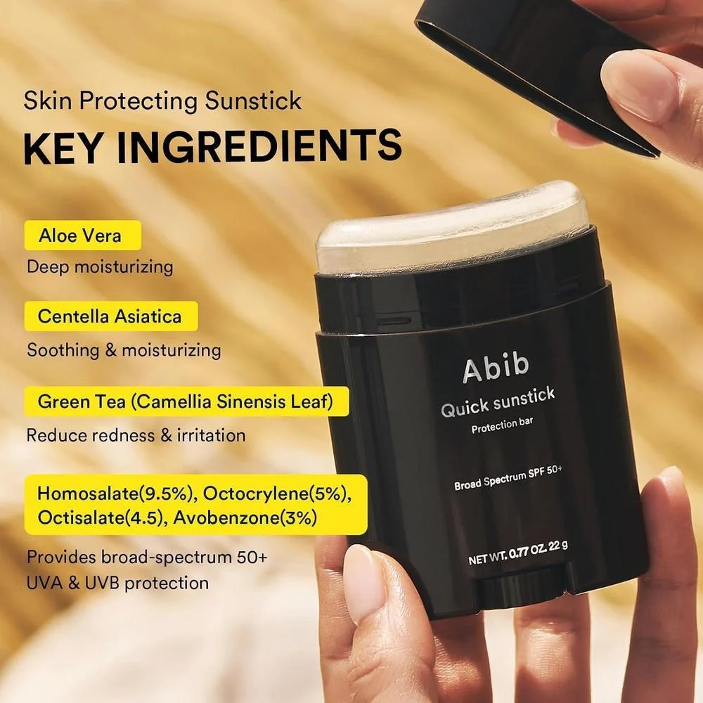 Abib Barra Solar SPF50+ Sin Residuos Blancos Con Centella Asiática Y Aloe Vera, 22 g