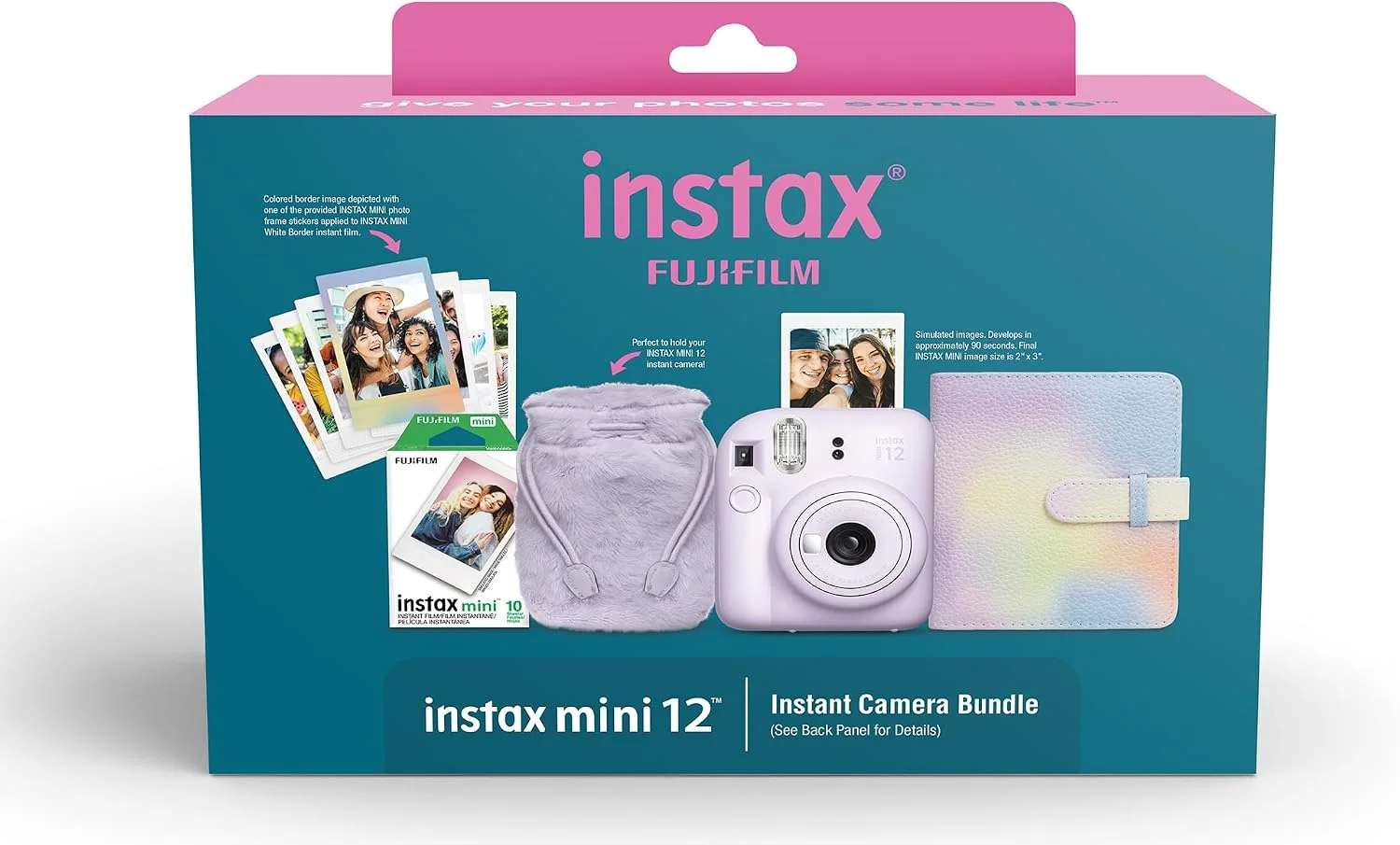 Cámara instantánea Fujifilm Instax Mini 12 morada bundle holiday 2024