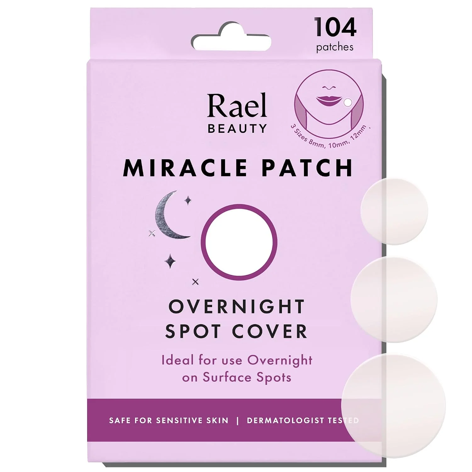 Parches Hidrocloide Rael Miracle Overnight Spot Cover para Acné 104 unidades