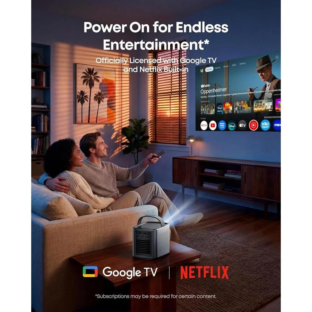 Proyector NEBULA Mars 3 Air GTV con Netflix, brillo 400 lúmenes, resolución 1080P, Dolby Audio, batería 2.5 horas