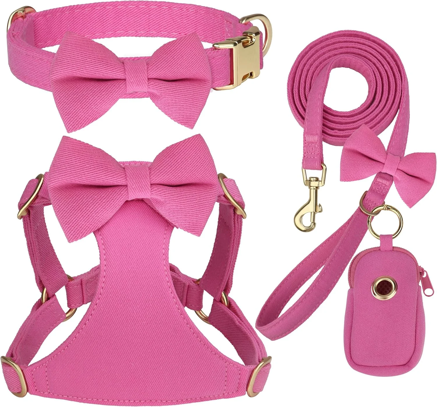 Arnés para perro pequeño Beirui con collar y correa, rosa, talla XXS