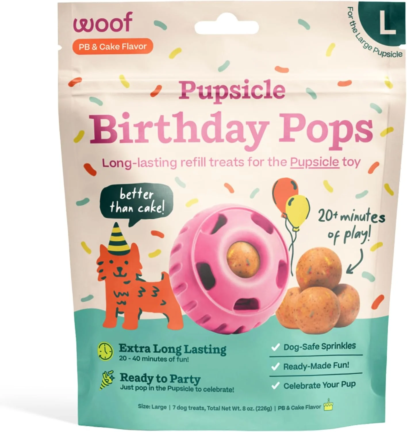 Snack Woof Pupsicle Birthday Refill Pops para perros tamaño grande