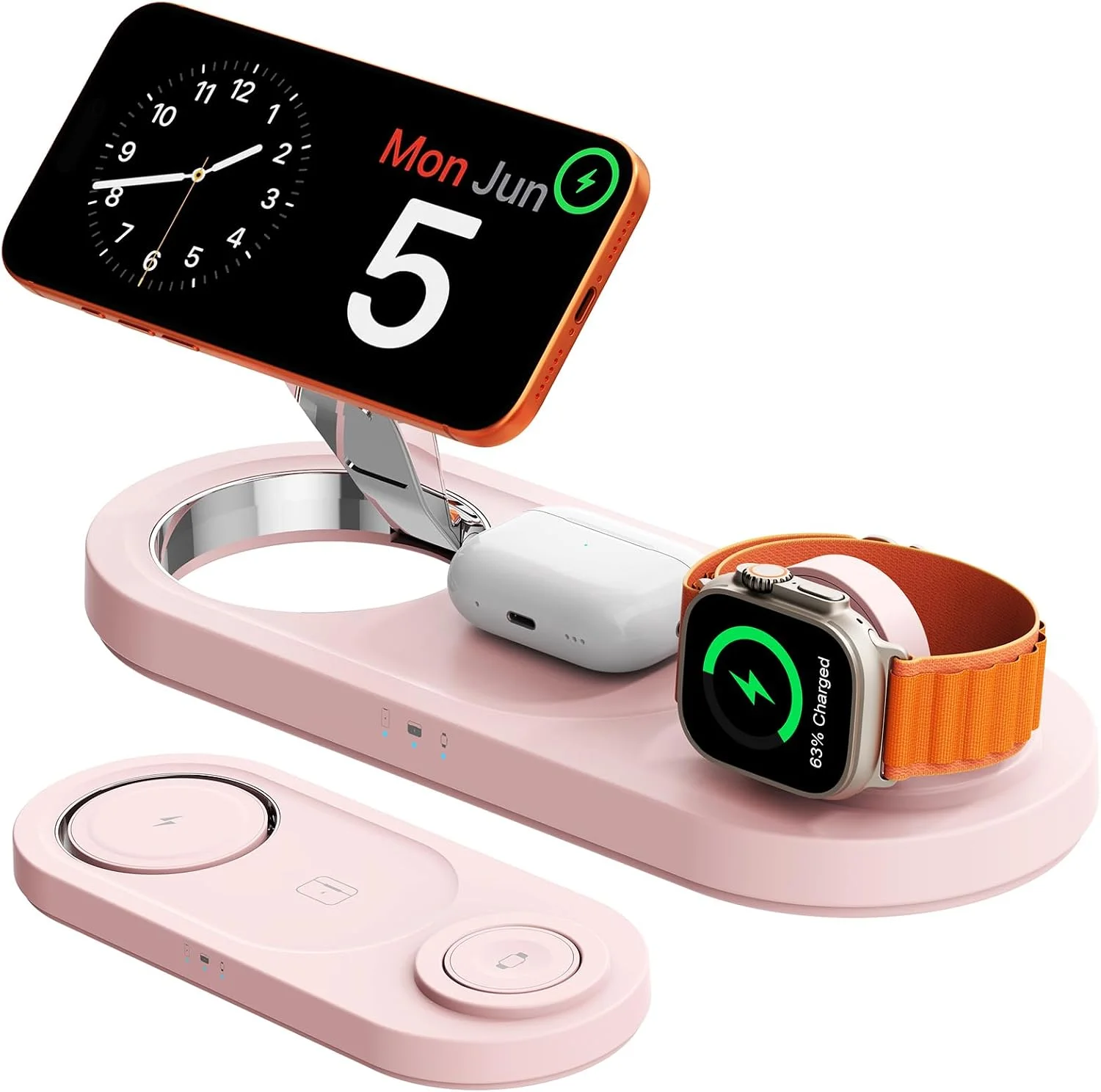 Estación de carga inalámbrica 3 en 1 LYAOAO 15W magnética plegable para iPhone