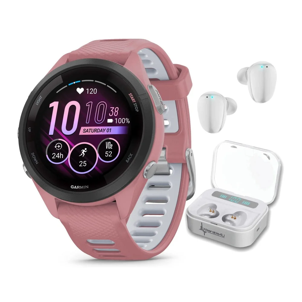 Smartwatch Garmin Forerunner 265S Music GPS 42 mm Rosa con Auriculares Blancos