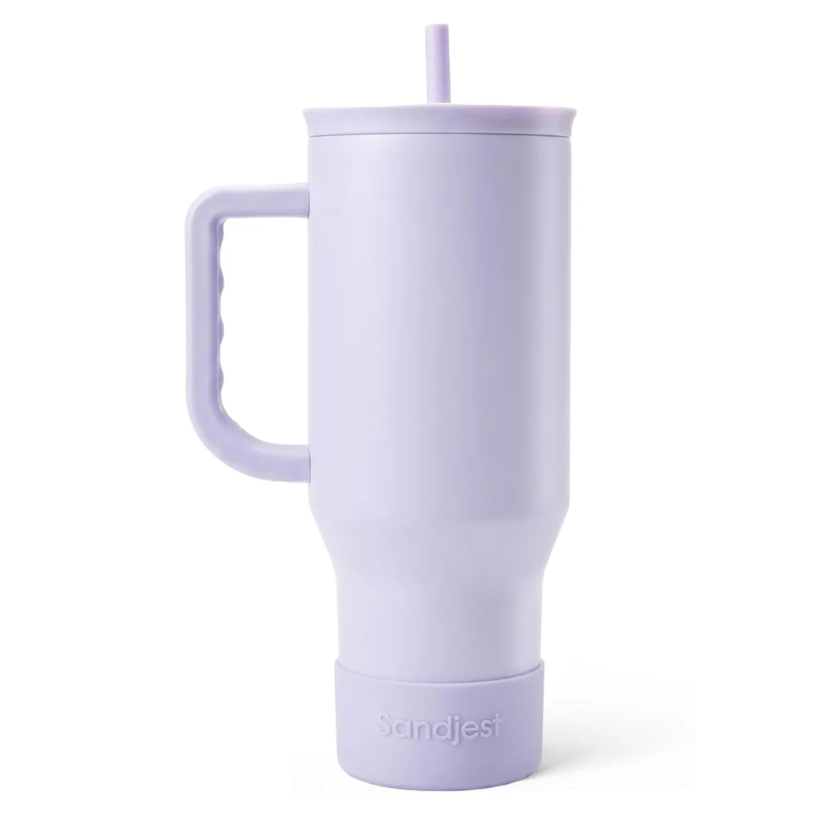 Vaso térmico Sandjest 40oz con asa y pajilla, acero inoxidable aislante, púrpura